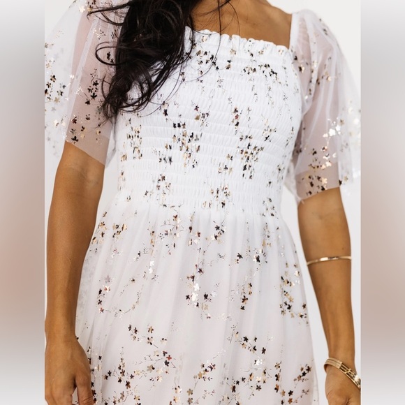 Baltic Born Cassandra Tulle Maxi Dress in Metallic White - Picture 3 of 6